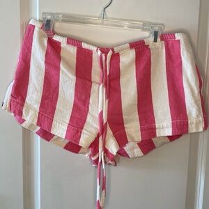 Free People Hot Hot Hot Micro Mini Shorts Pink and Cream Size L Beach Vacay